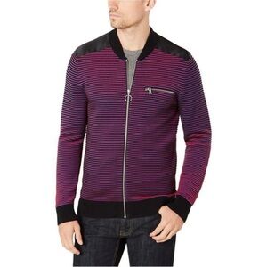 I-N-C Mens Layered Red Blue Stripes Knit Sweater